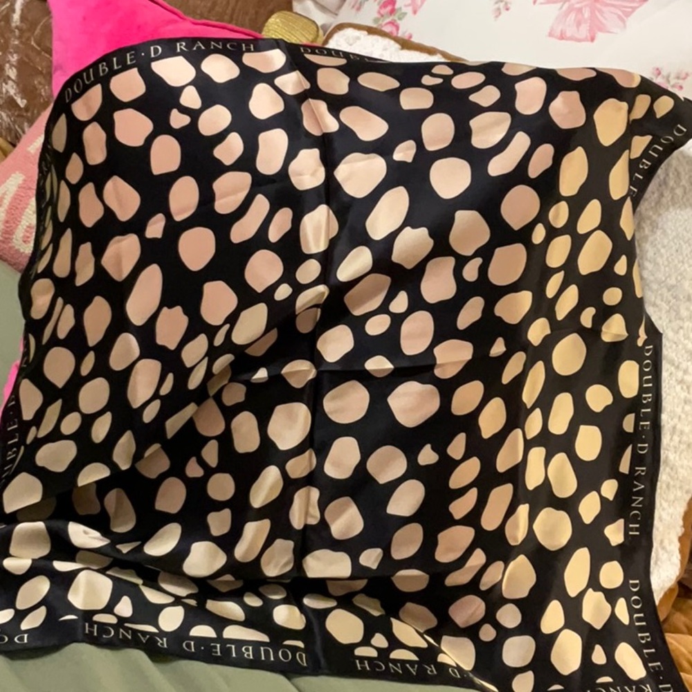 Double D Ranch Black & Beige Polka Dot Silk Scarf